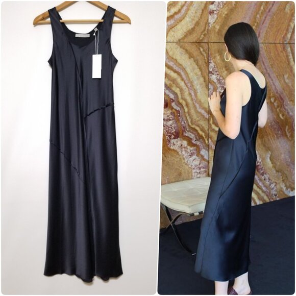 Vince Dresses & Skirts - NWT Vince Raw Edge Silk Tank Midi Slip Dress in Iron Dark‎ Navy Size XS, S $345